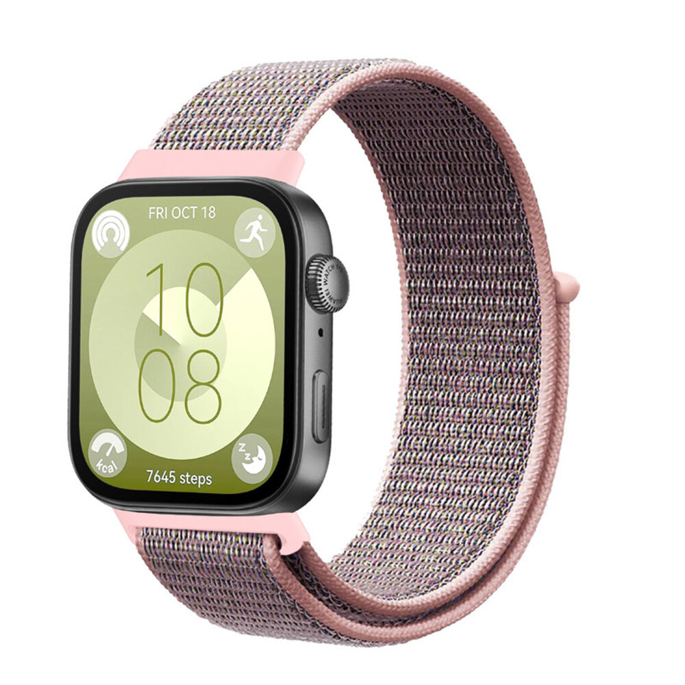 Strap-it® Strap-it Huawei Watch Fit 3 nylon classic bandje (pink sand)
