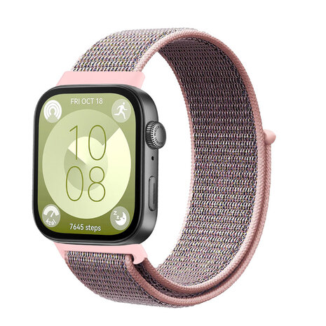 Strap-it® Strap-it Huawei Watch Fit 3 nylon classic bandje (pink sand)