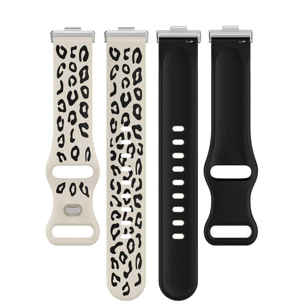 Strap-it® Strap-it Huawei Watch Fit 3 siliconen leopard bandje (sterrenlicht/zwart)
