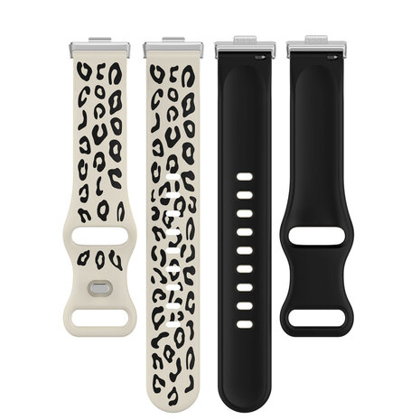 Strap-it® Strap-it Huawei Watch Fit 3 siliconen leopard bandje (sterrenlicht/zwart)