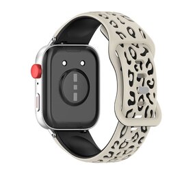 Strap-it® Huawei Watch Fit 4 siliconen leopard bandje (sterrenlicht/zwart)