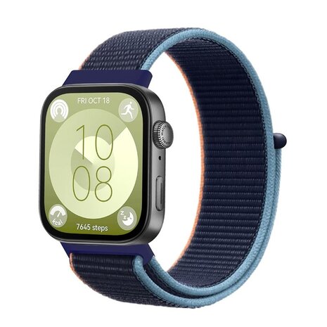 Strap-it® Strap-it Huawei Watch Fit 4 nylon classic bandje (donkerblauw)