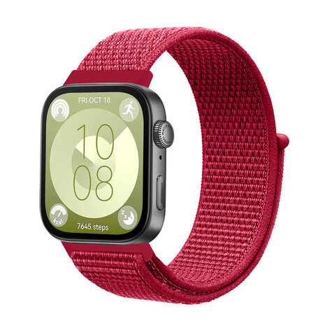 Strap-it® Strap-it Huawei Watch Fit 4 nylon classic bandje (rood)