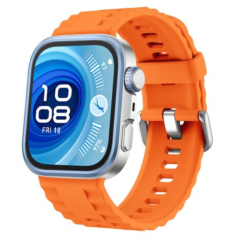 Strap-it® Strap-it Huawei Watch Fit 4 Pro siliconen classic bandje (oranje)