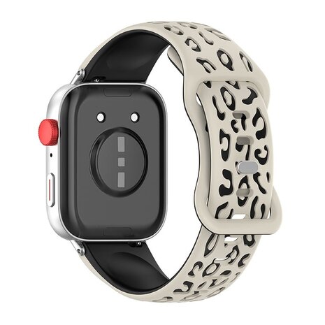 Strap-it® Strap-it Huawei Watch Fit 4 Pro siliconen leopard bandje (sterrenlicht/zwart)