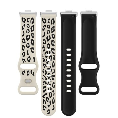 Strap-it® Strap-it Huawei Watch Fit 4 Pro siliconen leopard bandje (sterrenlicht/zwart)