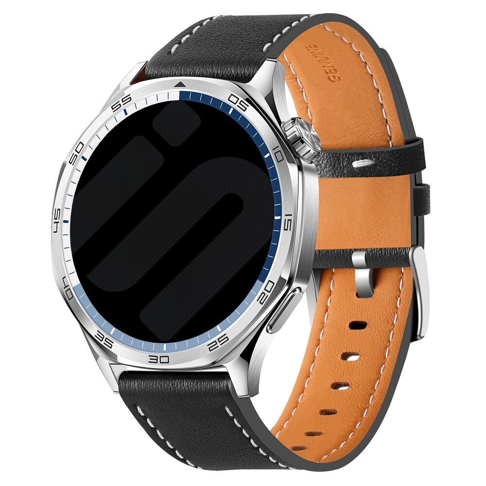 Strap-it® Strap-it Huawei Watch GT 3 Pro 46mm 'one push' leren bandje (zwart) Strap-it® Strap-it Huawei Watch GT 3 Pro 46mm 'one push' leren bandje (zwart)