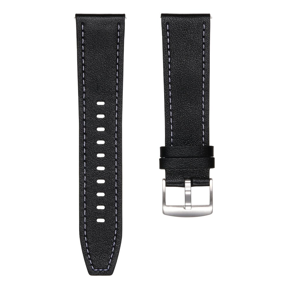Strap-it® Strap-it Amazfit Bip 6 'one push' leren bandje (zwart)