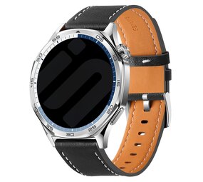 Strap-it® Amazfit GTR 4 'one push' leren bandje (zwart)