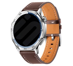 Strap-it® Xiaomi Watch S3 'one push' leren bandje (donkerbruin)