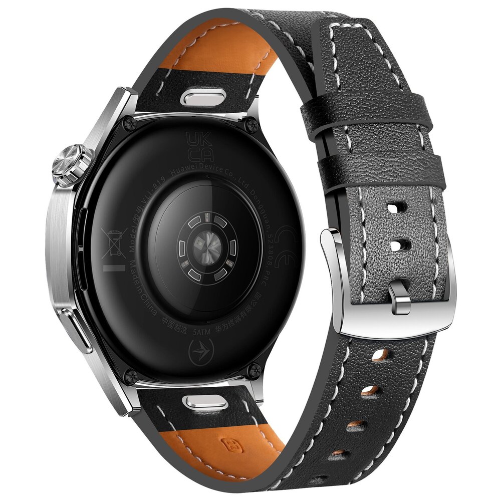 Strap-it® Strap-it Fossil Gen 5e 44mm 'one push' leren bandje (zwart)