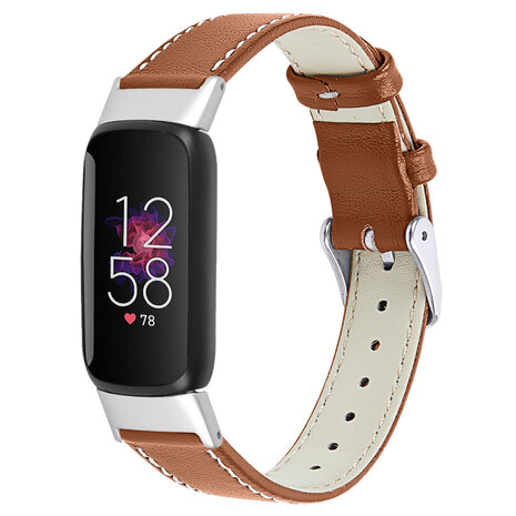 Strap-it® Strap-it Fitbit Luxe modern leren bandje (bruin)