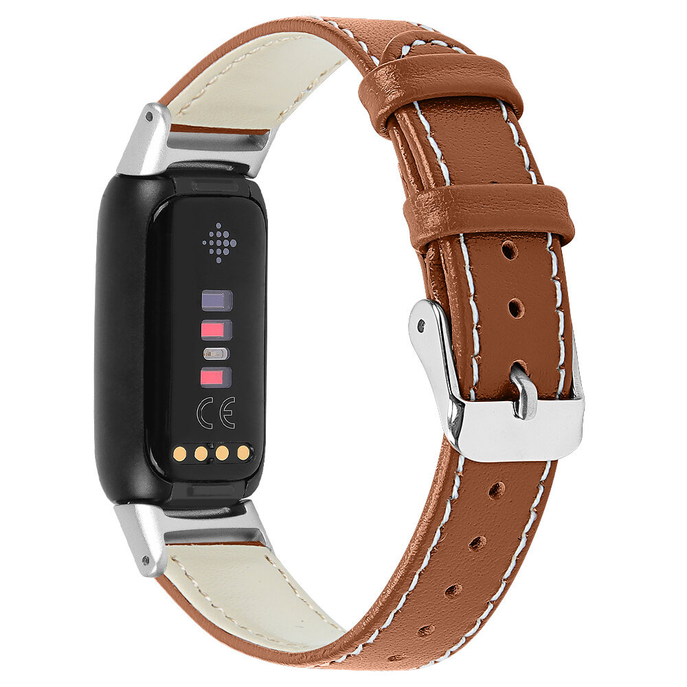 Strap-it® Strap-it Fitbit Luxe modern leren bandje (bruin)