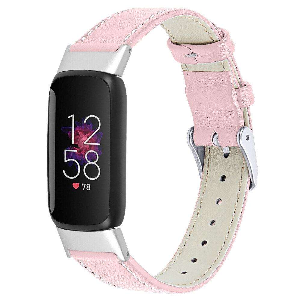 Strap-it® Strap-it Fitbit Luxe modern leren bandje (roze)