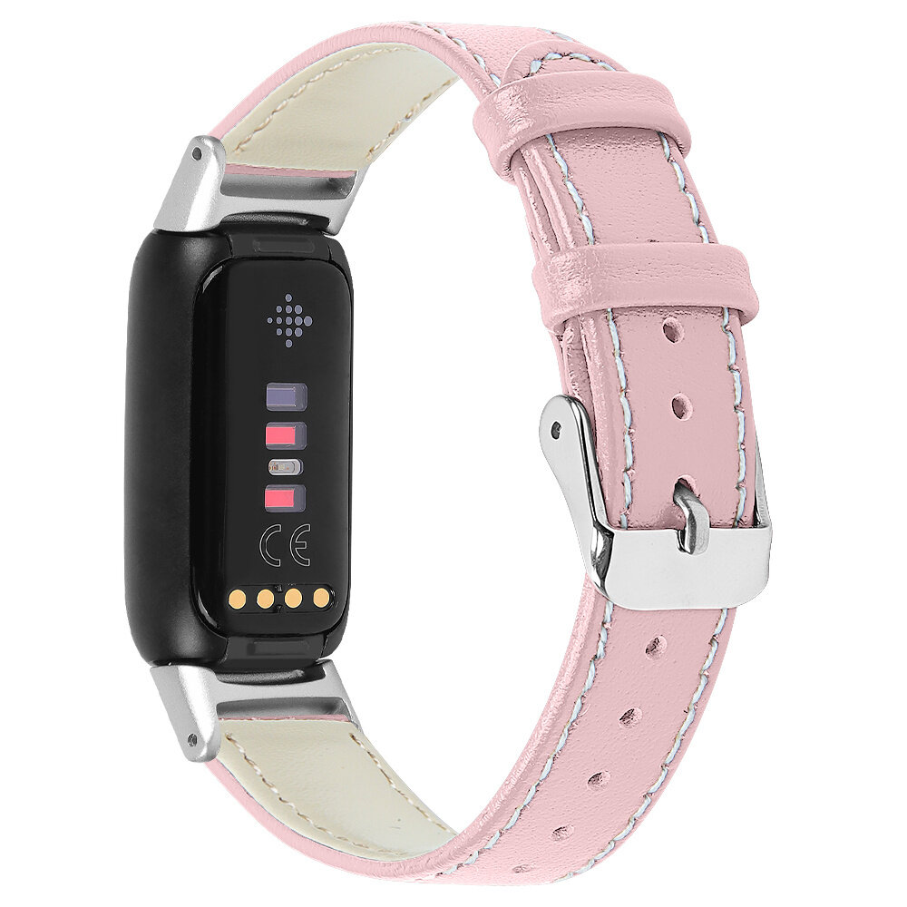 Strap-it® Strap-it Fitbit Luxe modern leren bandje (roze)