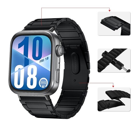 Strap-it® Strap-it Huawei Watch Fit 3 titanium bandje (zwart)