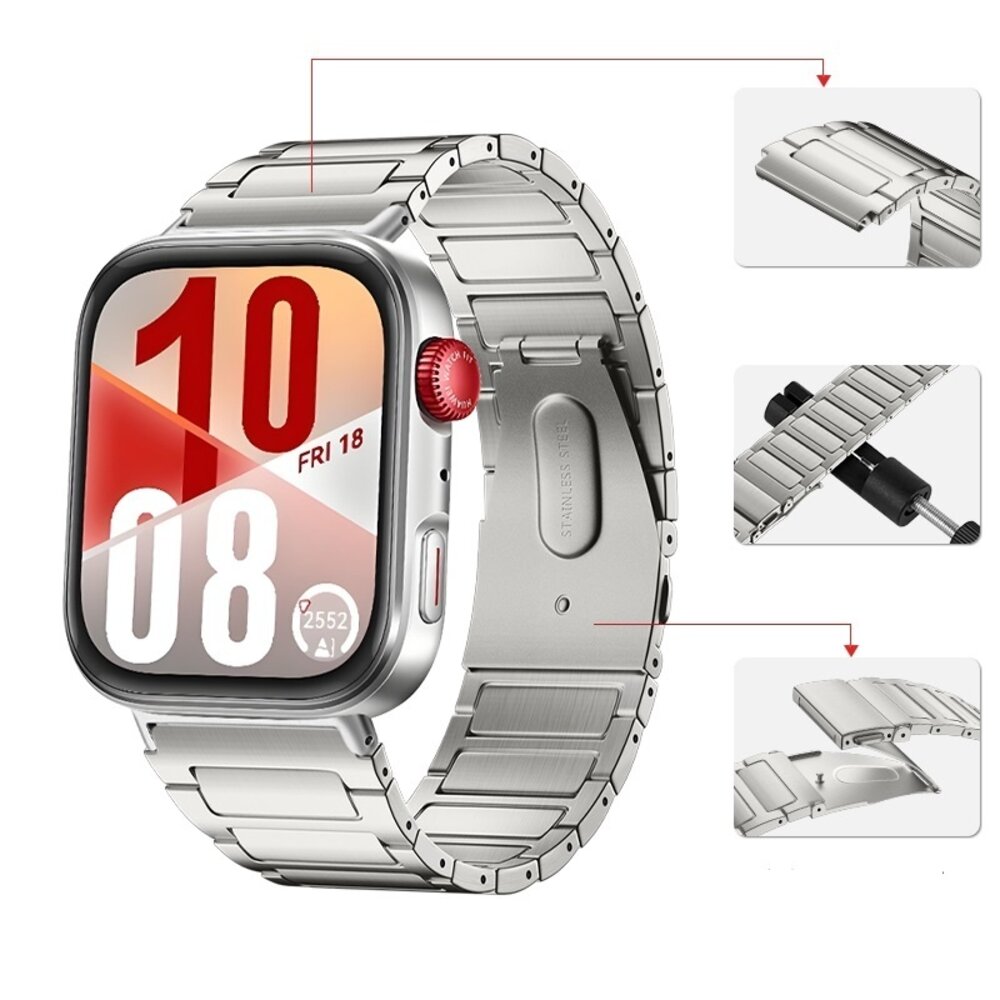 Strap-it® Strap-it Huawei Watch Fit 4 titanium bandje (zilver)