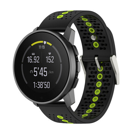 Strap-it® Strap-it Suunto Run siliconen bandje (zwart/geel)