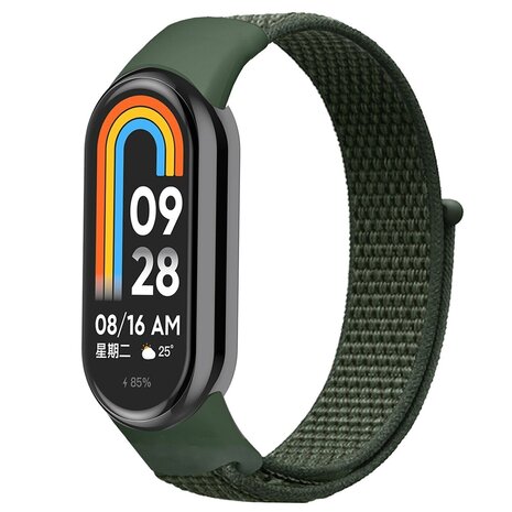 Strap-it® Strap-it Xiaomi Smart Band 10 nylon bandje (legergroen)