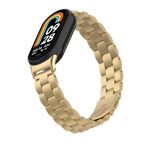 Strap-it® Strap-it Xiaomi Smart Band 10 stalen bandje (retro goud)