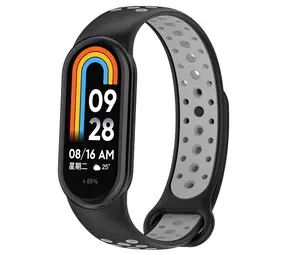 Strap-it® Xiaomi Smart Band 8 sport bandje (zwart/grijs) Strap-it® Xiaomi Smart Band 8 sport bandje (zwart/grijs)