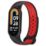 Strap-it® Xiaomi Smart Band 8 sport bandje (zwart/rood) Strap-it® Xiaomi Smart Band 8 sport bandje (zwart/rood)