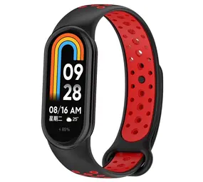 Strap-it® Xiaomi Smart Band 8 sport bandje (zwart/rood) Strap-it® Xiaomi Smart Band 8 sport bandje (zwart/rood)