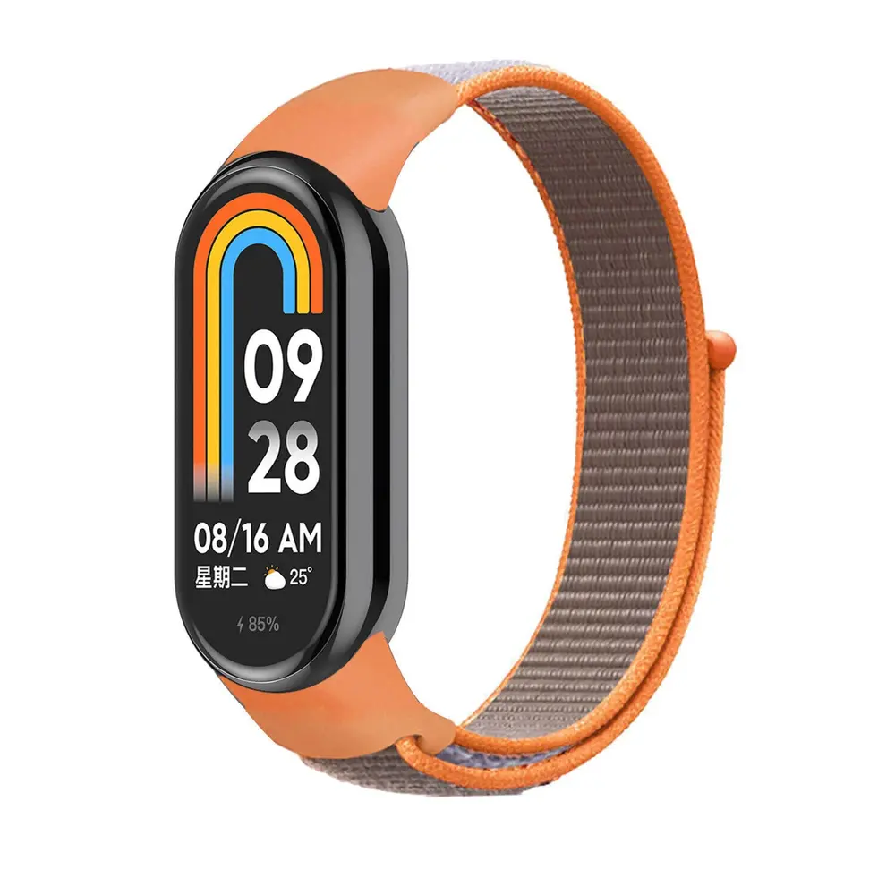 Strap-it® Strap-it Xiaomi Smart Band 8 nylon bandje (oranje-bruin) Strap-it® Strap-it Xiaomi Smart Band 8 nylon bandje (oranje-bruin)