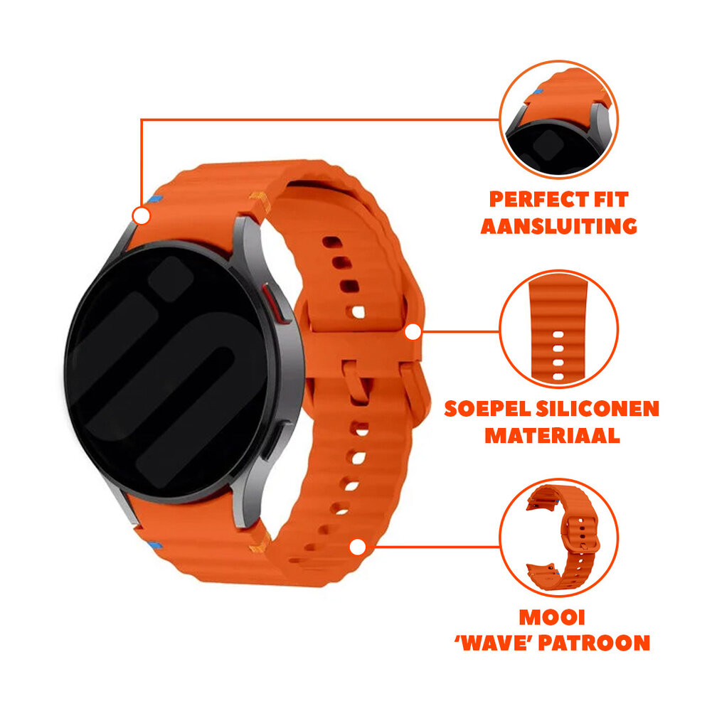 Strap-it® Strap-it Samsung Galaxy Watch 6 Classic 43mm Wave bandje (oranje)