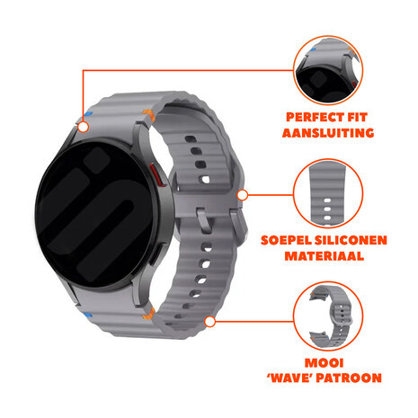 Strap-it® Strap-it Samsung Galaxy Watch 6 Classic 43mm Wave bandje (donkergrijs)