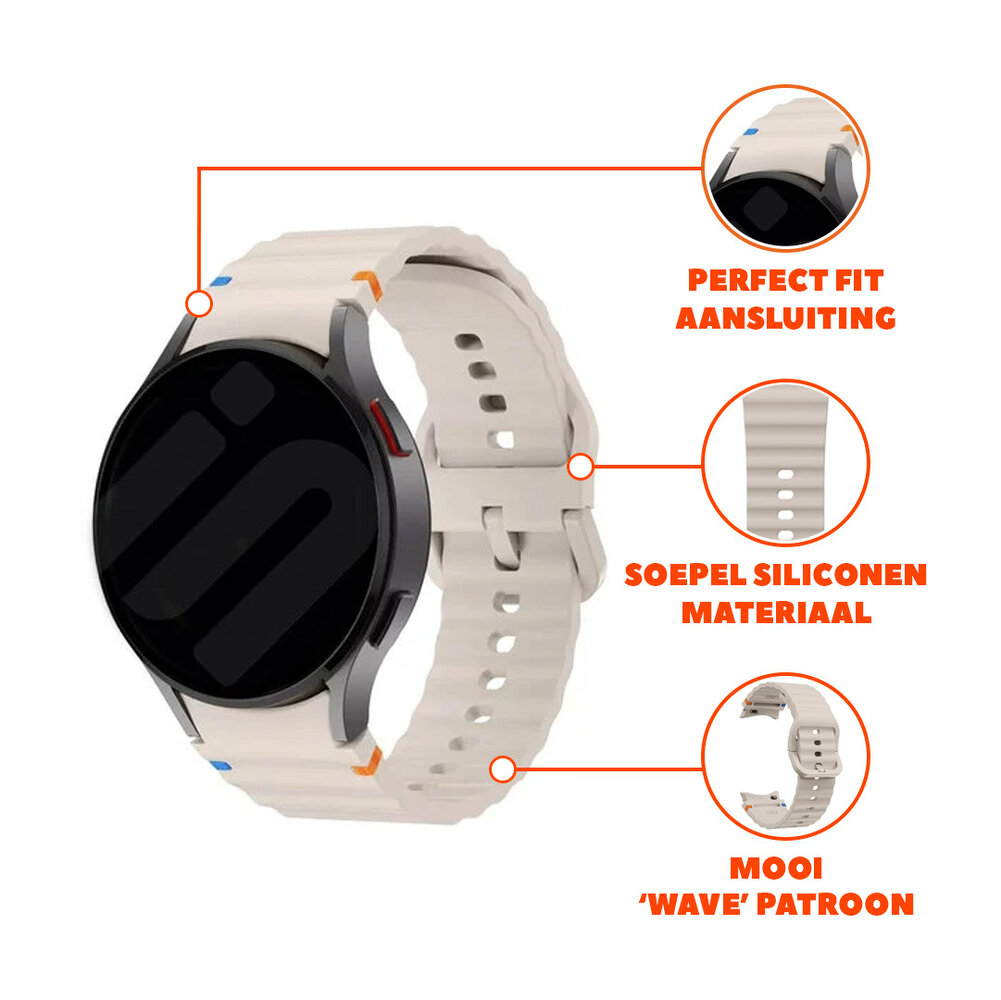 Strap-it® Strap-it Samsung Galaxy Watch 6 Classic 43mm Wave bandje (sterrenlicht)