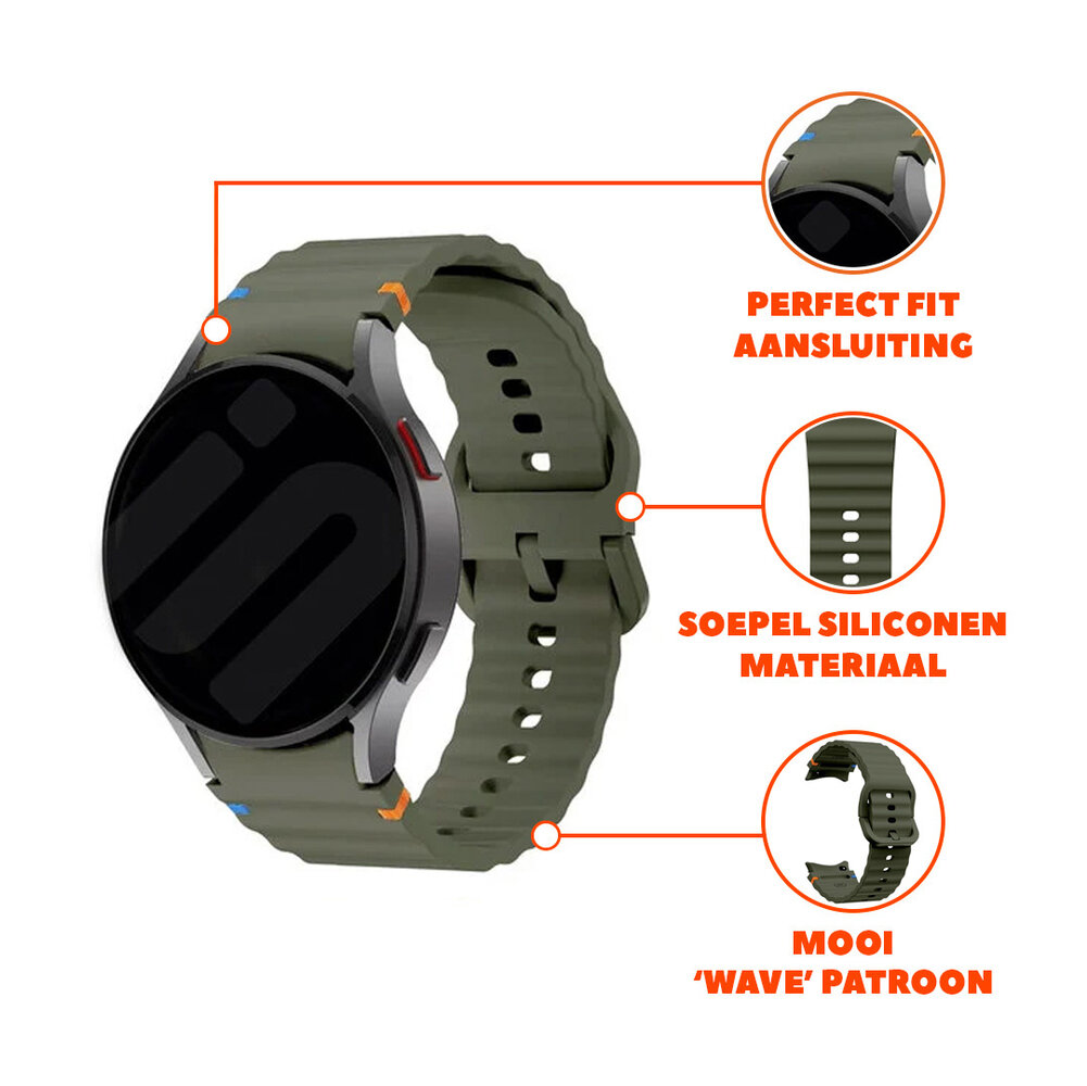 Strap-it® Strap-it Samsung Galaxy Watch 6 Classic 47mm Wave bandje (legergroen)