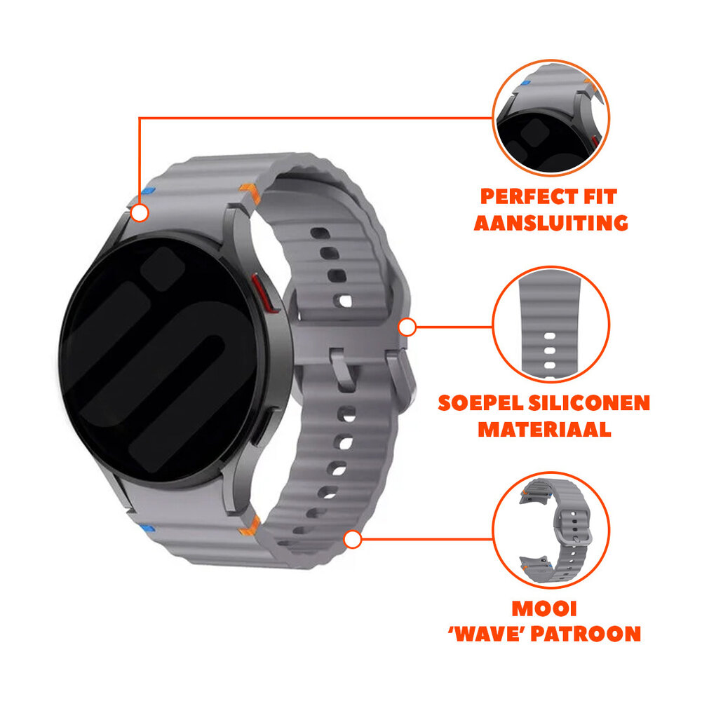 Strap-it® Strap-it Samsung Galaxy Watch FE Wave bandje (donkergrijs)