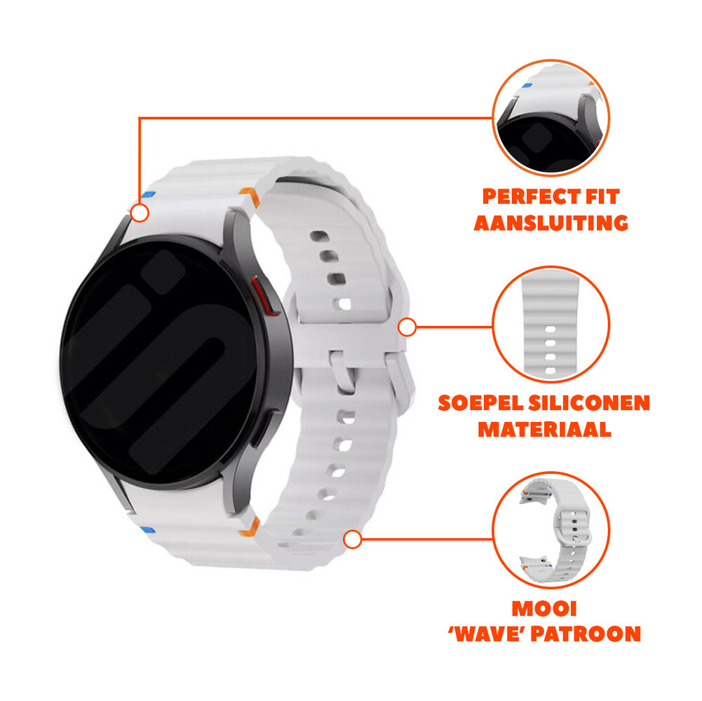 Strap-it® Strap-it Samsung Galaxy Watch FE Wave bandje (lichtgrijs) Strap-it® Strap-it Samsung Galaxy Watch FE Wave bandje (lichtgrijs)