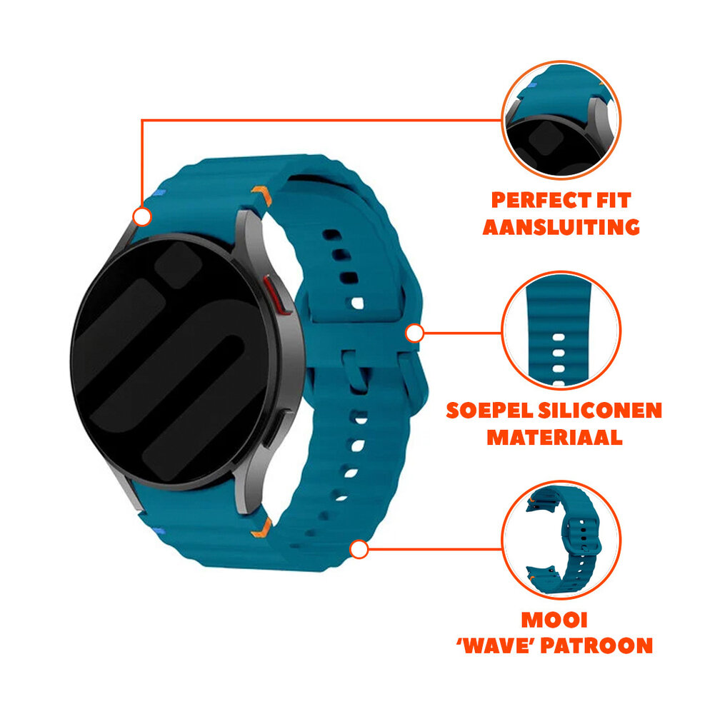 Strap-it® Strap-it Samsung Galaxy Watch 4 Classic 46mm Wave bandje (groenblauw)
