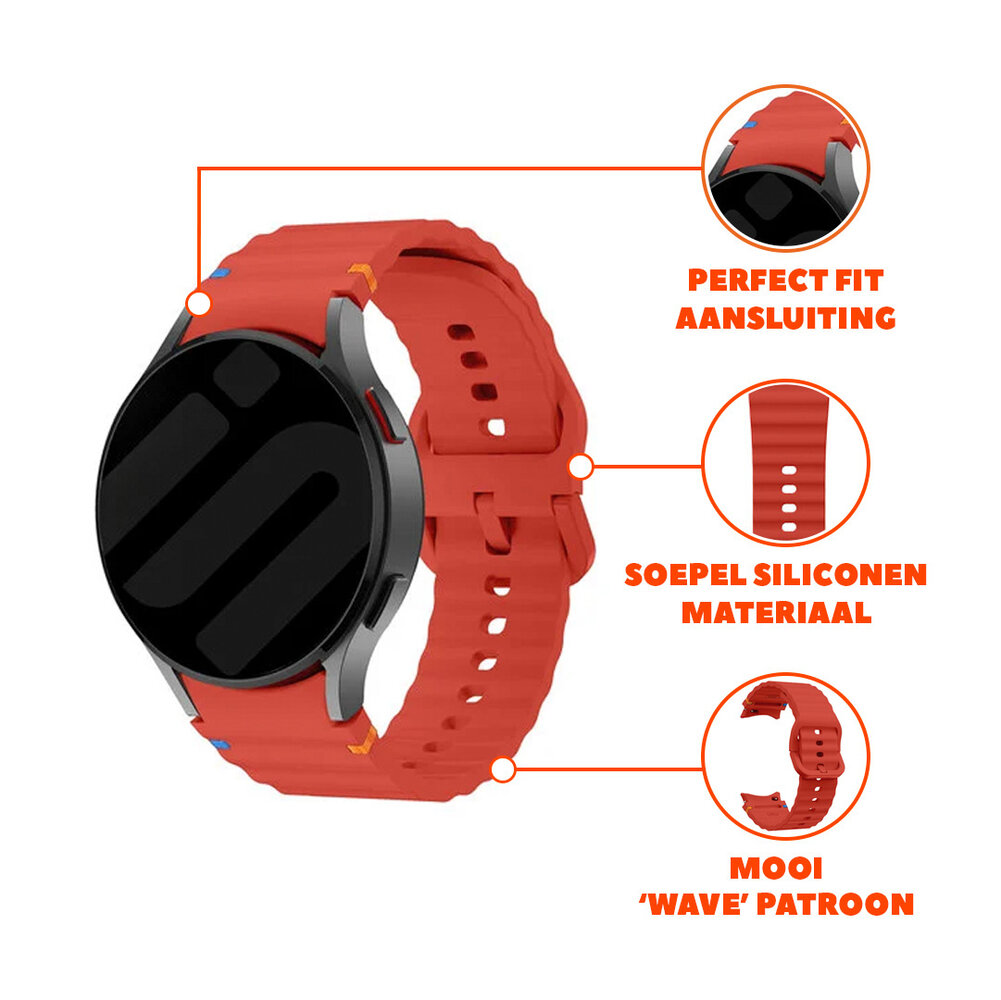 Strap-it® Strap-it Samsung Galaxy Watch 4 Classic 42mm Wave bandje (rood) Strap-it® Strap-it Samsung Galaxy Watch 4 Classic 42mm Wave bandje (rood)