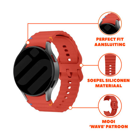 Strap-it® Strap-it Samsung Galaxy Watch 6 Classic 43mm Wave bandje (rood) Strap-it® Strap-it Samsung Galaxy Watch 6 Classic 43mm Wave bandje (rood)