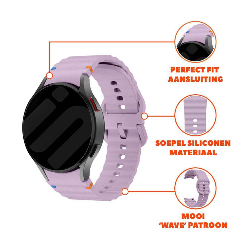 Strap-it® Strap-it Samsung Galaxy Watch 6 44mm Wave bandje (lavendel) Strap-it® Strap-it Samsung Galaxy Watch 6 44mm Wave bandje (lavendel)