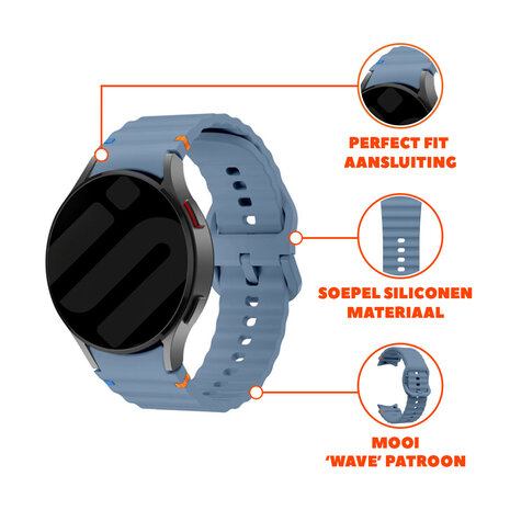 Strap-it® Strap-it Samsung Galaxy Watch 7 - 44mm Wave bandje (grijsblauw)