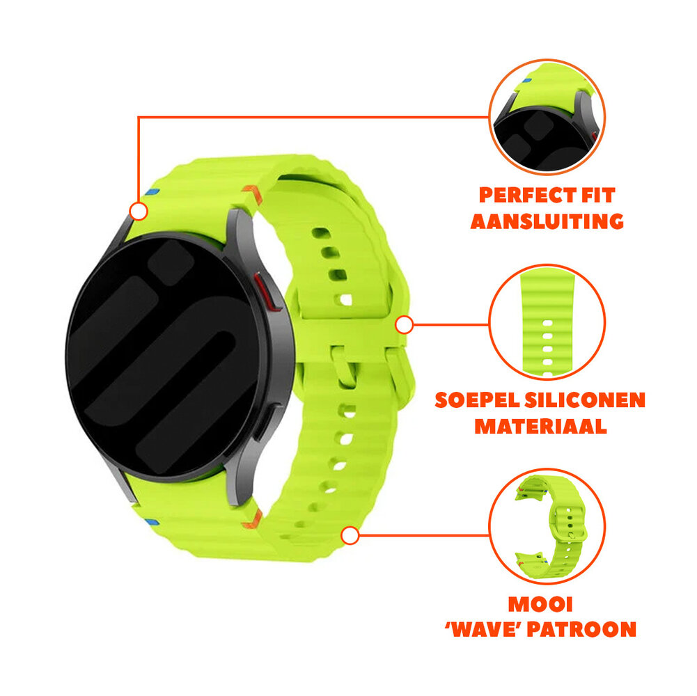 Strap-it® Strap-it Samsung Galaxy Watch 7 - 44mm Wave bandje (lime) Strap-it® Strap-it Samsung Galaxy Watch 7 - 44mm Wave bandje (lime)