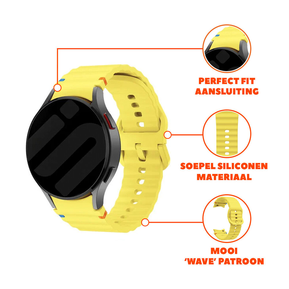 Strap-it® Strap-it Samsung Galaxy Watch FE Wave bandje (lichtgeel) Strap-it® Strap-it Samsung Galaxy Watch FE Wave bandje (lichtgeel)