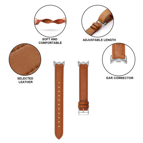 Strap-it® Strap-it Xiaomi Smart Band 9 leren bandje (bruin)