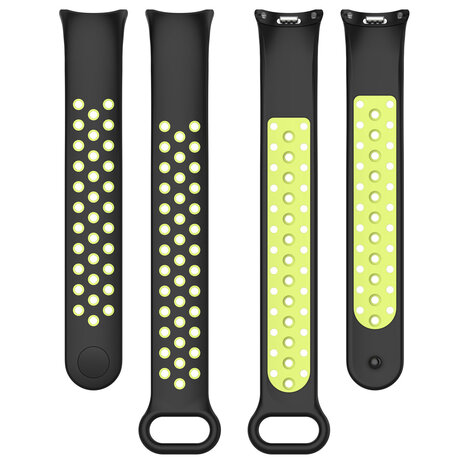 Strap-it® Strap-it Xiaomi Smart Band 10 sport bandje (zwart/lime)