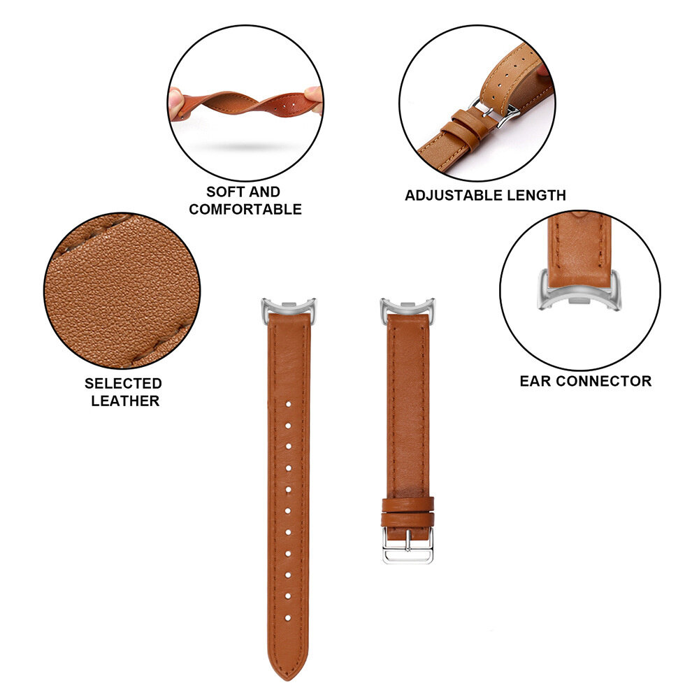 Strap-it® Strap-it Xiaomi Smart Band 10 leren bandje (bruin)