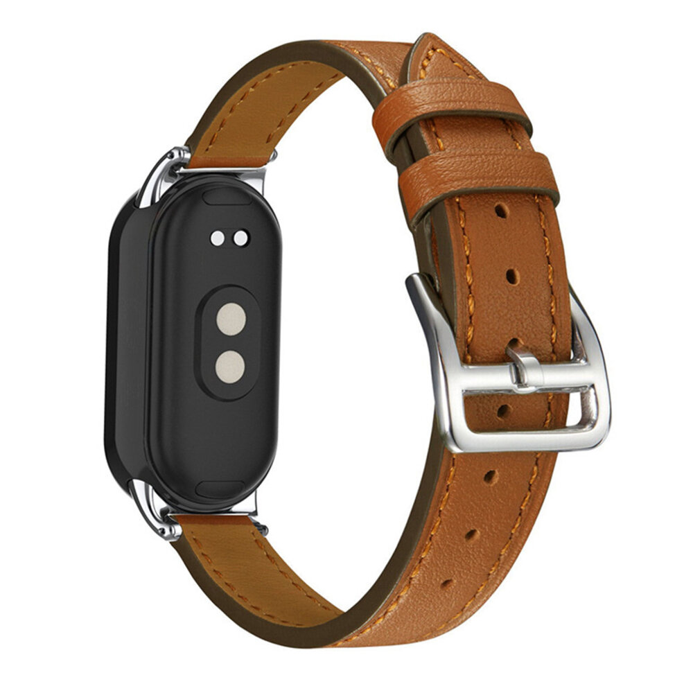 Strap-it® Strap-it Xiaomi Smart Band 10 leren bandje (bruin)