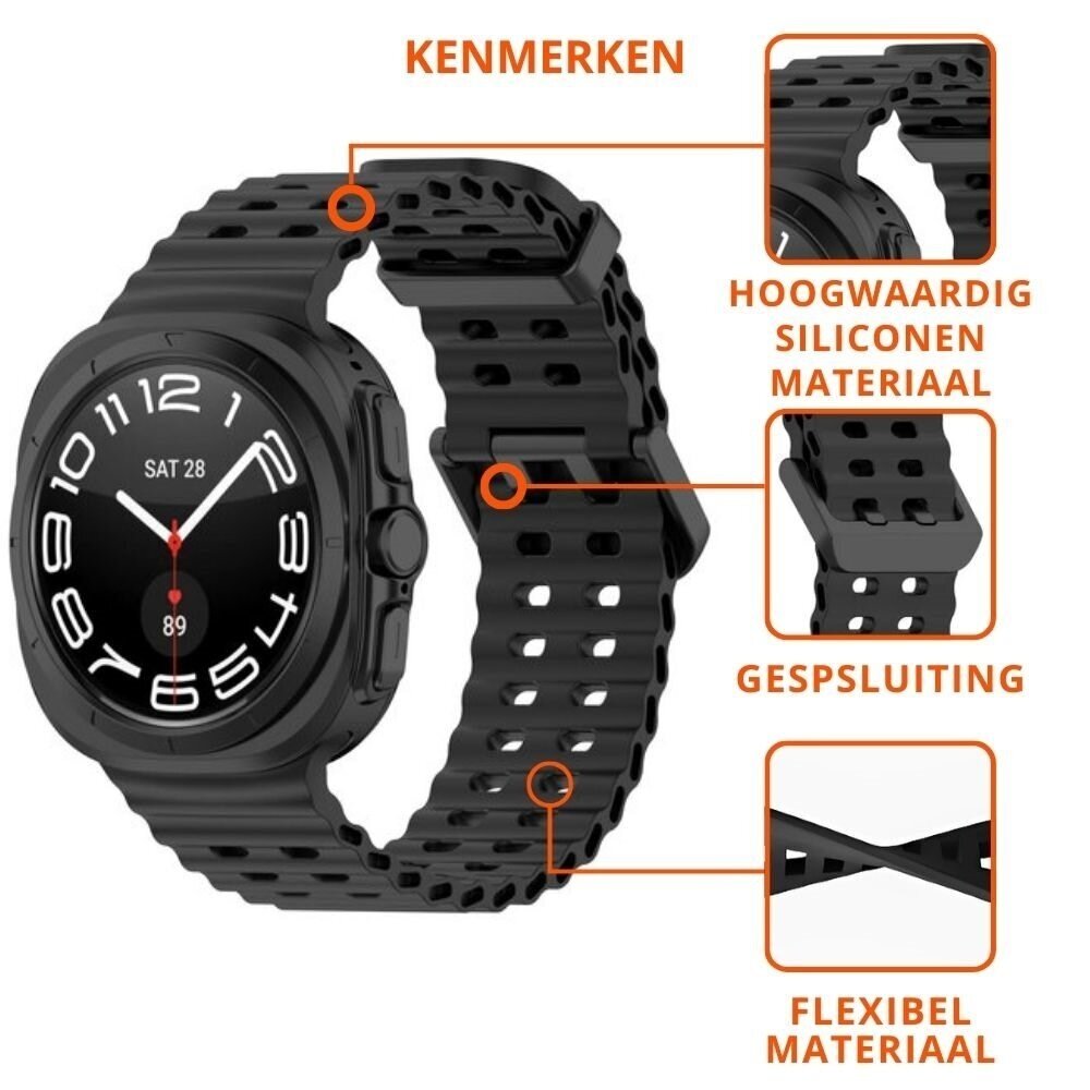 Strap-it® Strap-it Samsung Galaxy Watch Ultra 2025 Ocean bandje (zwart) Strap-it® Strap-it Samsung Galaxy Watch Ultra 2025 Ocean bandje (zwart)