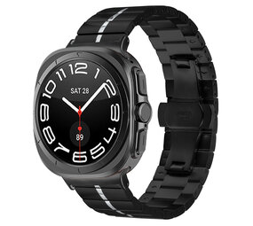 Strap-it® Samsung Galaxy Watch Ultra 2025 luxe metalen band (zwart/zilver)