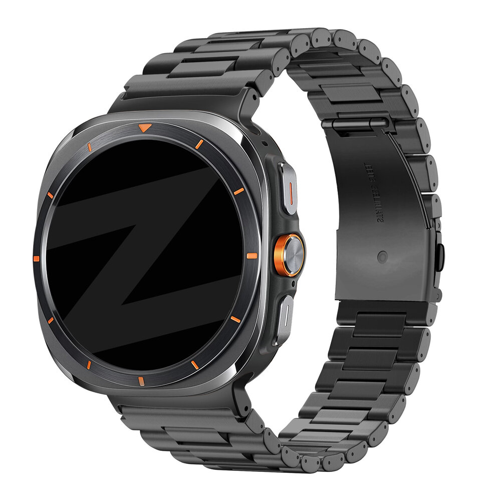 Bandz Bandz Samsung Galaxy Watch Ultra 2025 stalen schakel band 'Deluxe' (zwart) Bandz Bandz Samsung Galaxy Watch Ultra 2025 stalen schakel band 'Deluxe' (zwart)
