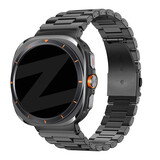 Bandz Bandz Samsung Galaxy Watch Ultra 2025 stalen schakel band 'Deluxe' (zwart)