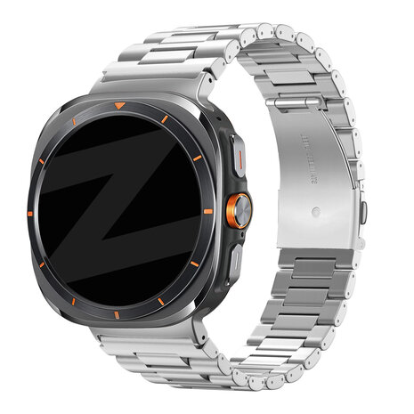 Bandz Bandz Samsung Galaxy Watch Ultra 2025 stalen schakel band 'Deluxe' (zilver)
